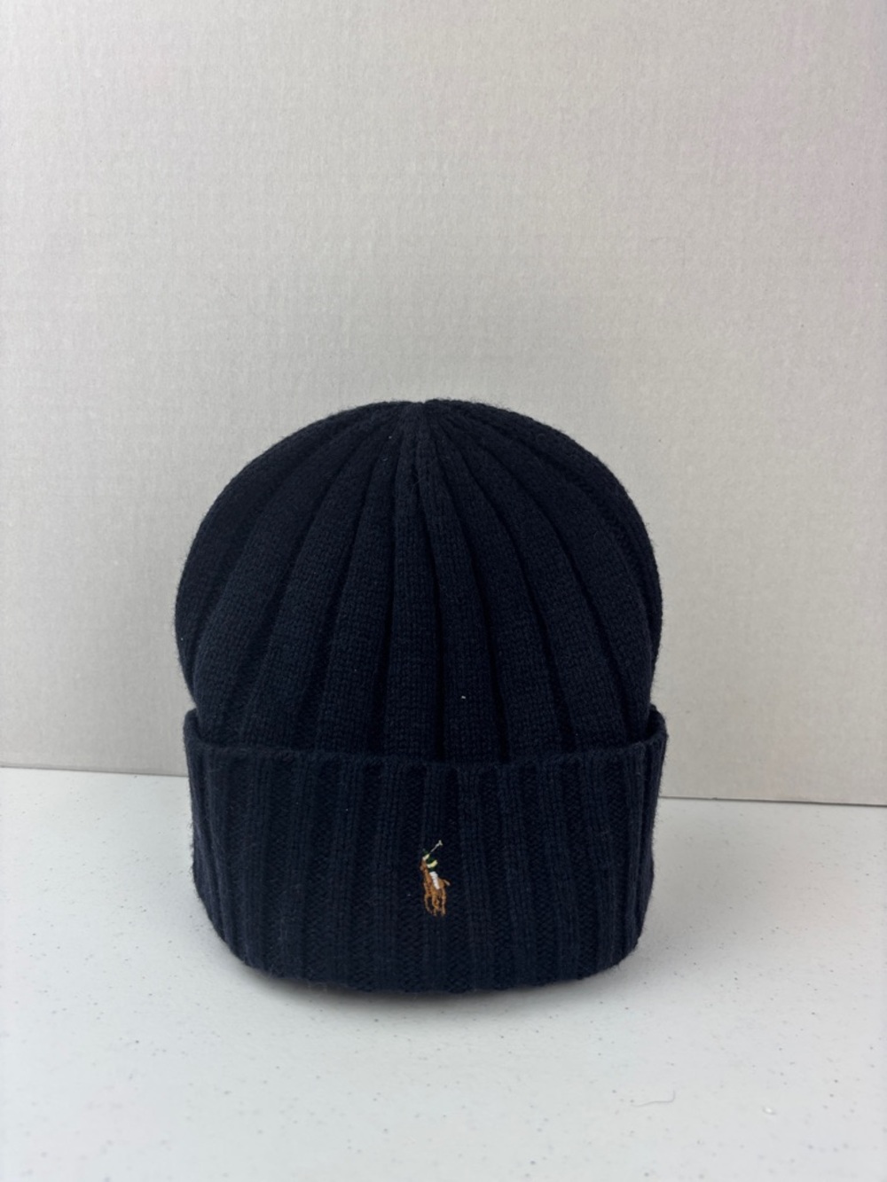 Polo by Ralph Lauren navy wool Ribbed Knit Cuffed Beanie